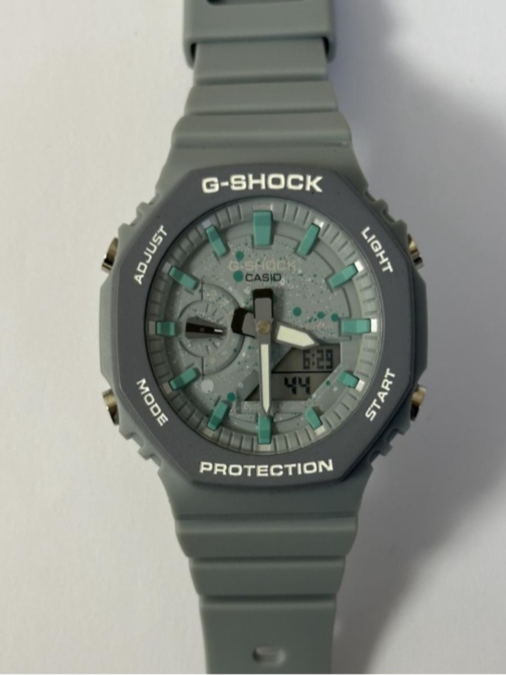 G-Shock Grey and Mint Analog-Digital Resin Watch